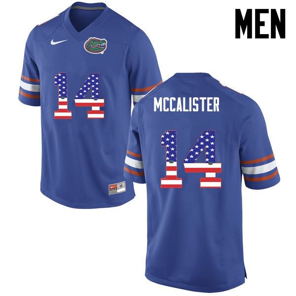 NCAA Florida Gators Alex McCalister Men's #14 USA Flag Fashion Nike Blue Stitched Authentic College Football Jersey YYT3864YE